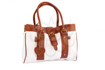 Leather handbag  isolated on white background.