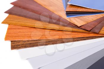 Wood coating color samples closeup picture.