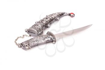 Ancient style dagger isolated on white background.