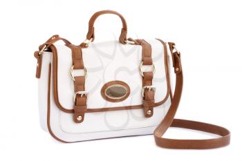 Leather handbag  isolated on white background.