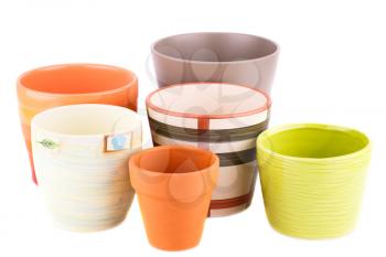 Flower pots isolated on a white background.