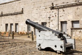 The courtyard of the Citadel with old cannon.