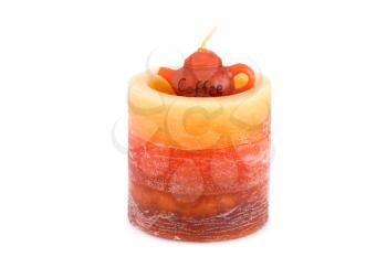 Colorful candle isolated on white background.