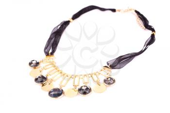 Stylish necklace with stones isolated on white background.