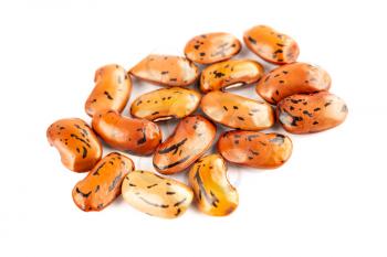 The heap of borlotti beans isolated on a white background, close up picture.