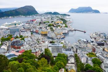 Top view of Alesund city in Norway.