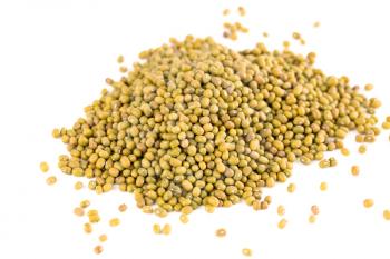 Mung beans on a white background.