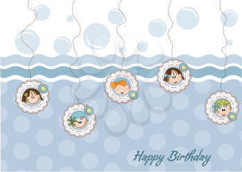 Royalty Free Clipart Image of a Birthday Message With Five Girls