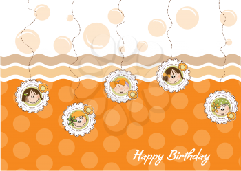 Royalty Free Clipart Image of a Birthday Message With Five Girls on It