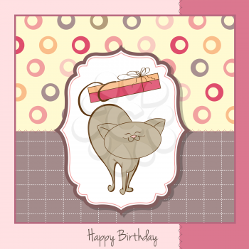 Royalty Free Clipart Image of a Birthday Greeting With a Cat