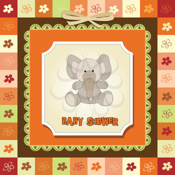 Royalty Free Clipart Image of an Elephant Baby Shower Background