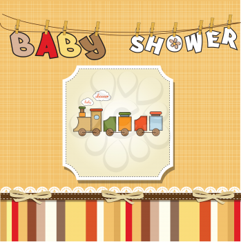 Royalty Free Clipart Image of a Baby Shower Background With a Train
