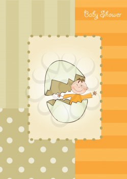 Royalty Free Clipart Image of a Boy in an Eggshell
