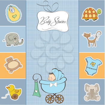 Royalty Free Clipart Image of a Baby Shower Invitation for a Boy