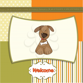 Royalty Free Clipart Image of a Welcome Card With a Dog