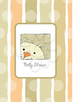 Royalty Free Clipart Image of a Baby Shower Background With a Cat