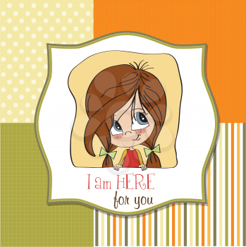 Royalty Free Clipart Image of a Little Girl With the Words I Am Here For You