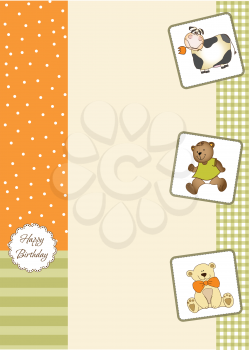 Royalty Free Clipart Image of a Birthday Card With Animals