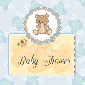 Royalty Free Clipart Image of a Baby Shower Invitation With a Bear