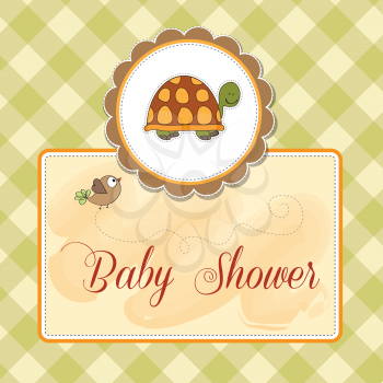 Royalty Free Clipart Image of a Baby Shower Invitation With a Turtle