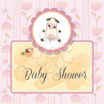 Royalty Free Clipart Image of a Baby Shower Invitation With a Cow