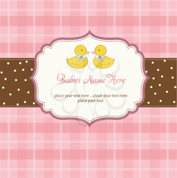 Royalty Free Clipart Image of a Baby Shower Invitation With Two Ducks