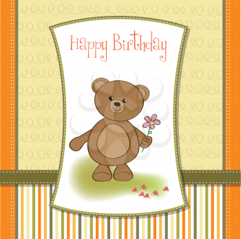 Royalty Free Clipart Image of a Happy Birthday Card With a Bear
