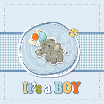 Royalty Free Clipart Image of a Boy Birth Announcement With an Elephant