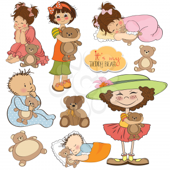Royalty Free Clipart Image of a Little Girl Elements