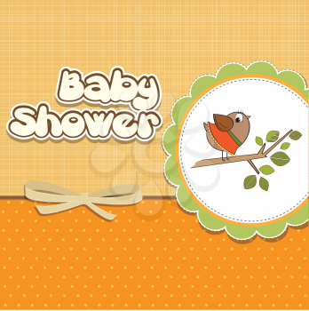 Royalty Free Clipart Image of a Baby Shower Invitation With a Bird