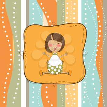 Royalty Free Clipart Image of a Baby Girl on a Background