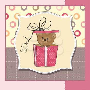 Royalty Free Clipart Image of a Card With a Bear in a Box