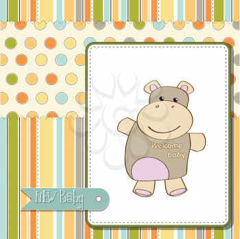 Royalty Free Clipart Image of a New Baby Announcement With a Hippo