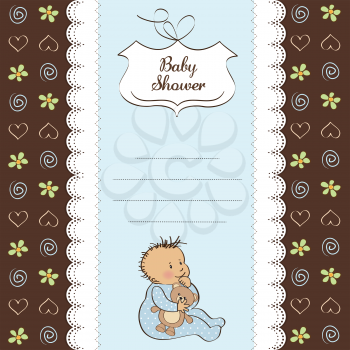 Royalty Free Clipart Image of a Baby Shower Invitation With a Baby