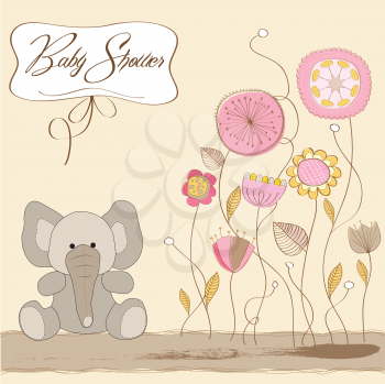 Royalty Free Clipart Image of a Baby Shower Card With an Elephant