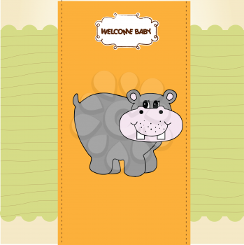 Royalty Free Clipart Image of a Baby Announcement With a Hippo