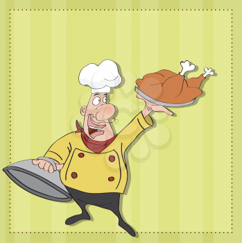 Royalty Free Clipart Image of a Cartoon Chef