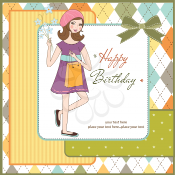 Royalty Free Clipart Image of a Birthday Girl Background