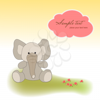 Royalty Free Clipart Image of an Elephant on a Background With Text Space
