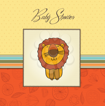 Royalty Free Clipart Image of a Baby Shower Card With a Lion on It