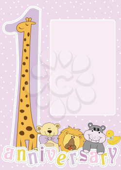 Royalty Free Clipart Image of a First Birthday Card