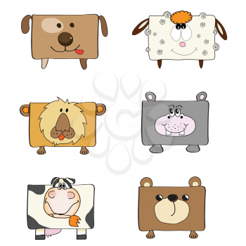 baby shower card with funny cube animals, vector