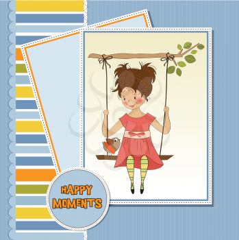 young girl in a swing, illustration in vector format