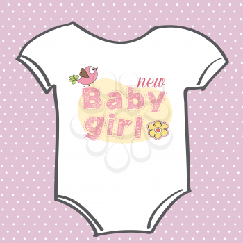 baby girl announcement card with pink tshirt