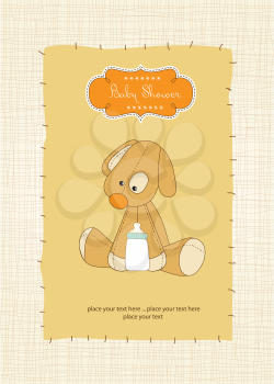 baby shower card with puppy, vector illustration