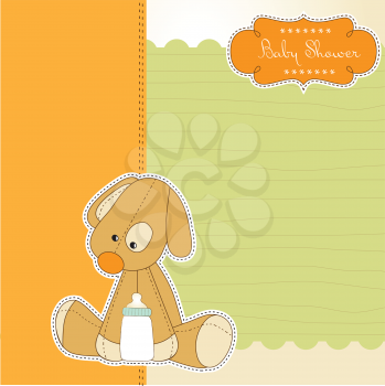 baby shower card with puppy, vector illustration