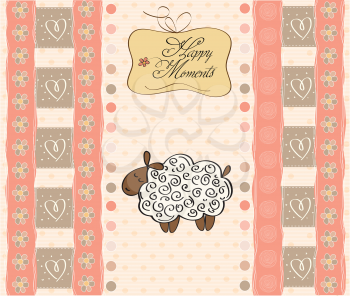 greeting card with sheep, vector illustration