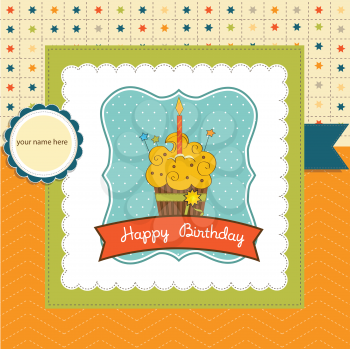 Happy Birthday cupcake, vector illustration