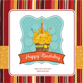 Happy Birthday cupcake, vector illustration