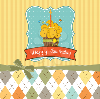 Happy Birthday cupcake, vector illustration